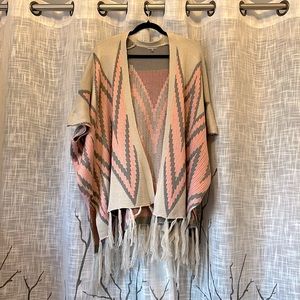 Bohemian Charlotte Russe Tan & Pink comfy  Women’s pancho